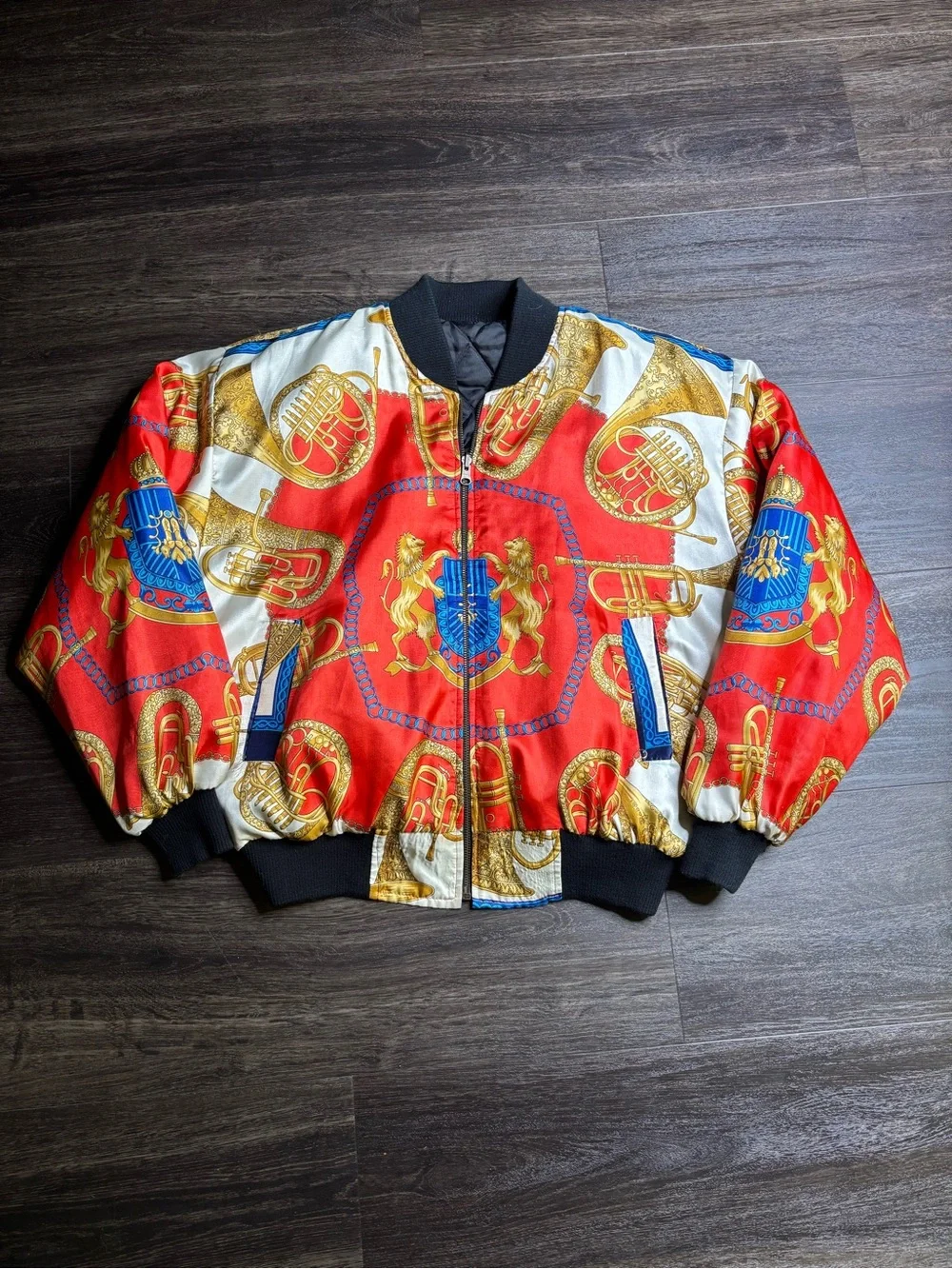 Vintage Y2K Versace AOP Style Reversible Bomber Jacket